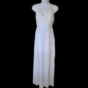 White Maxi Dress with Lace Size XS NEW NWT